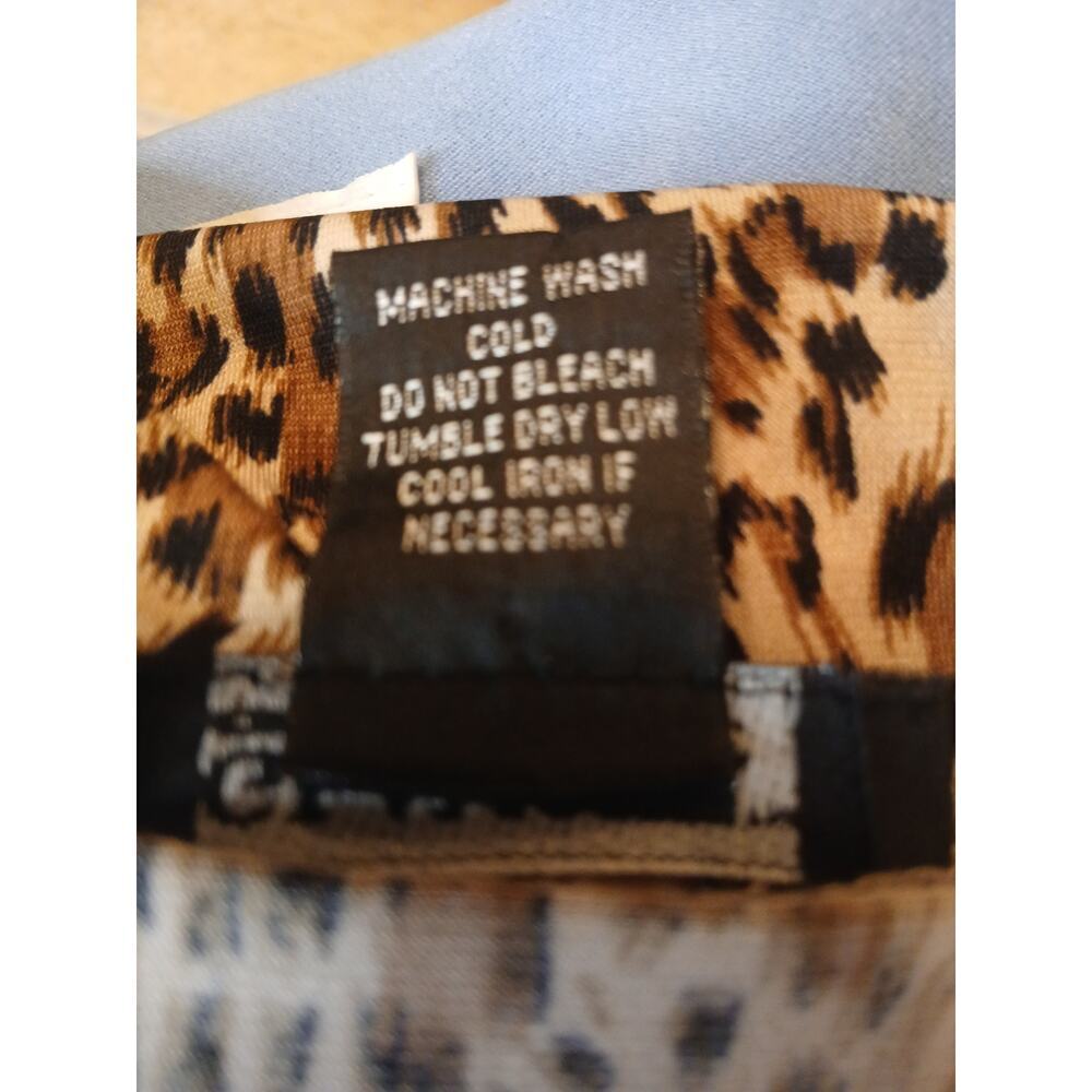 Glamour A Line Dress Womens Sz 14 Cheetah Print Neck Surplice V Neck Frill Hem - Picture 7 of 7